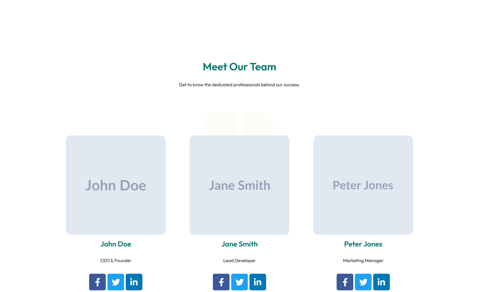 Team with 2-column Team Cards 33 - Elementor component