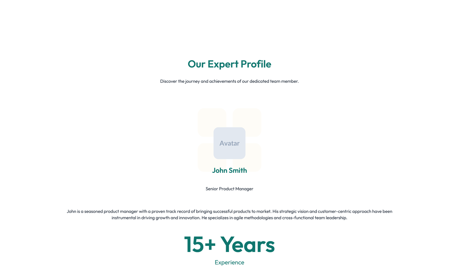 Screenshot of Team with 4-column Team Cards 42 - Elementor Team Sections component