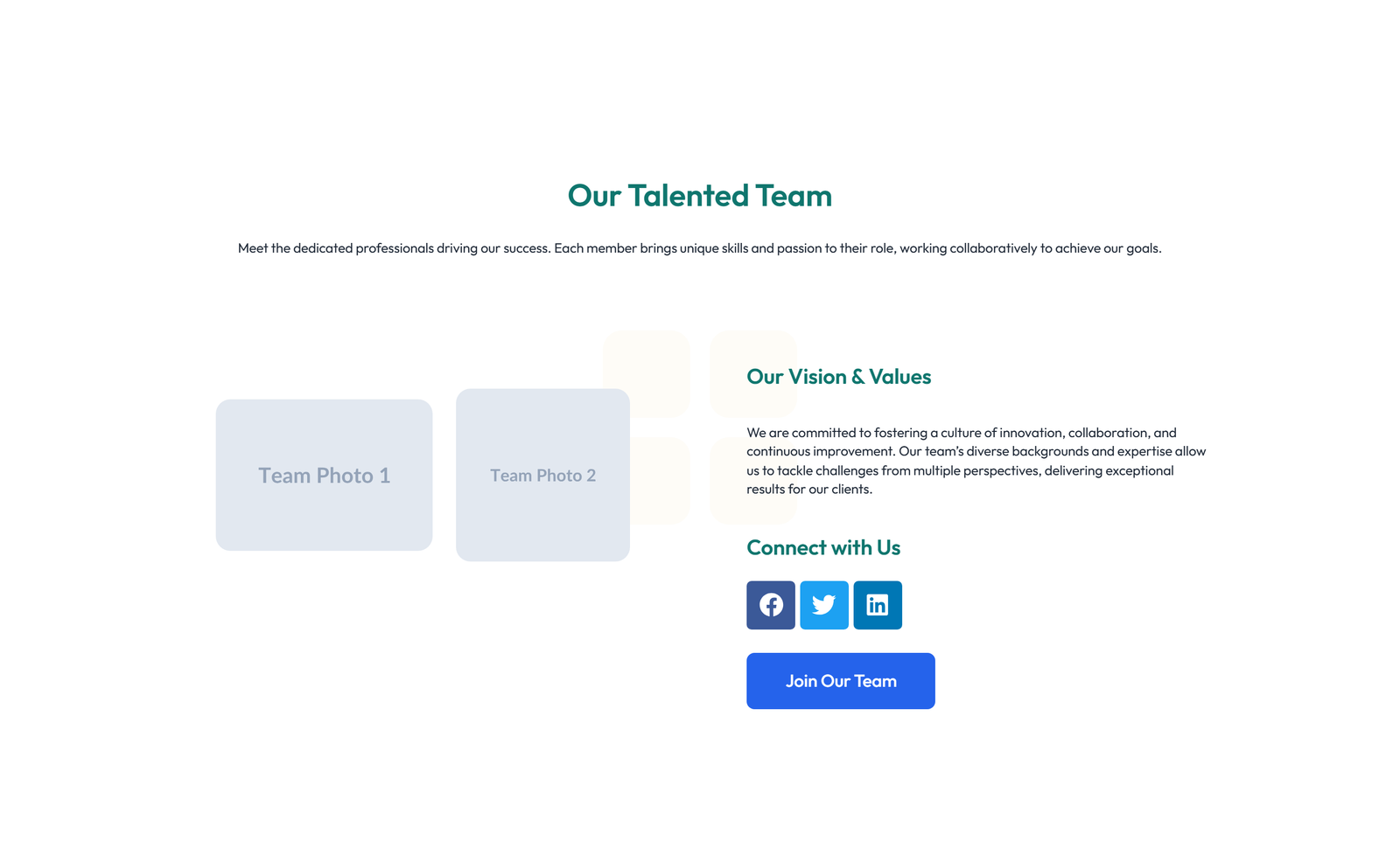 Team with 3-column Team Cards with Social 45 - Elementor component