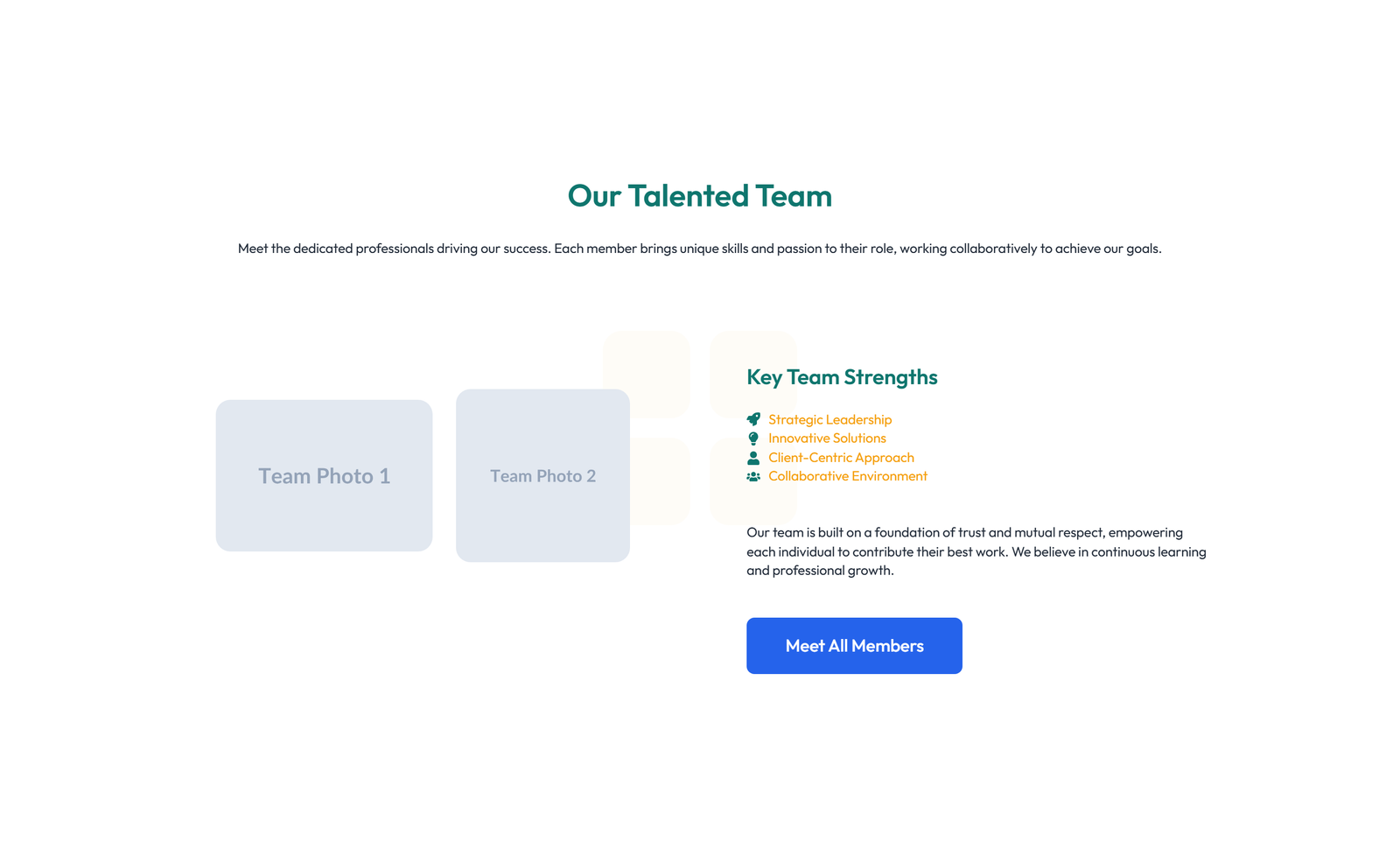 Team with 4-column Team Cards 45 - Elementor component