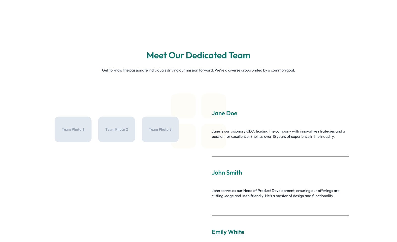Team with 4-column Team Cards 46 - Elementor component