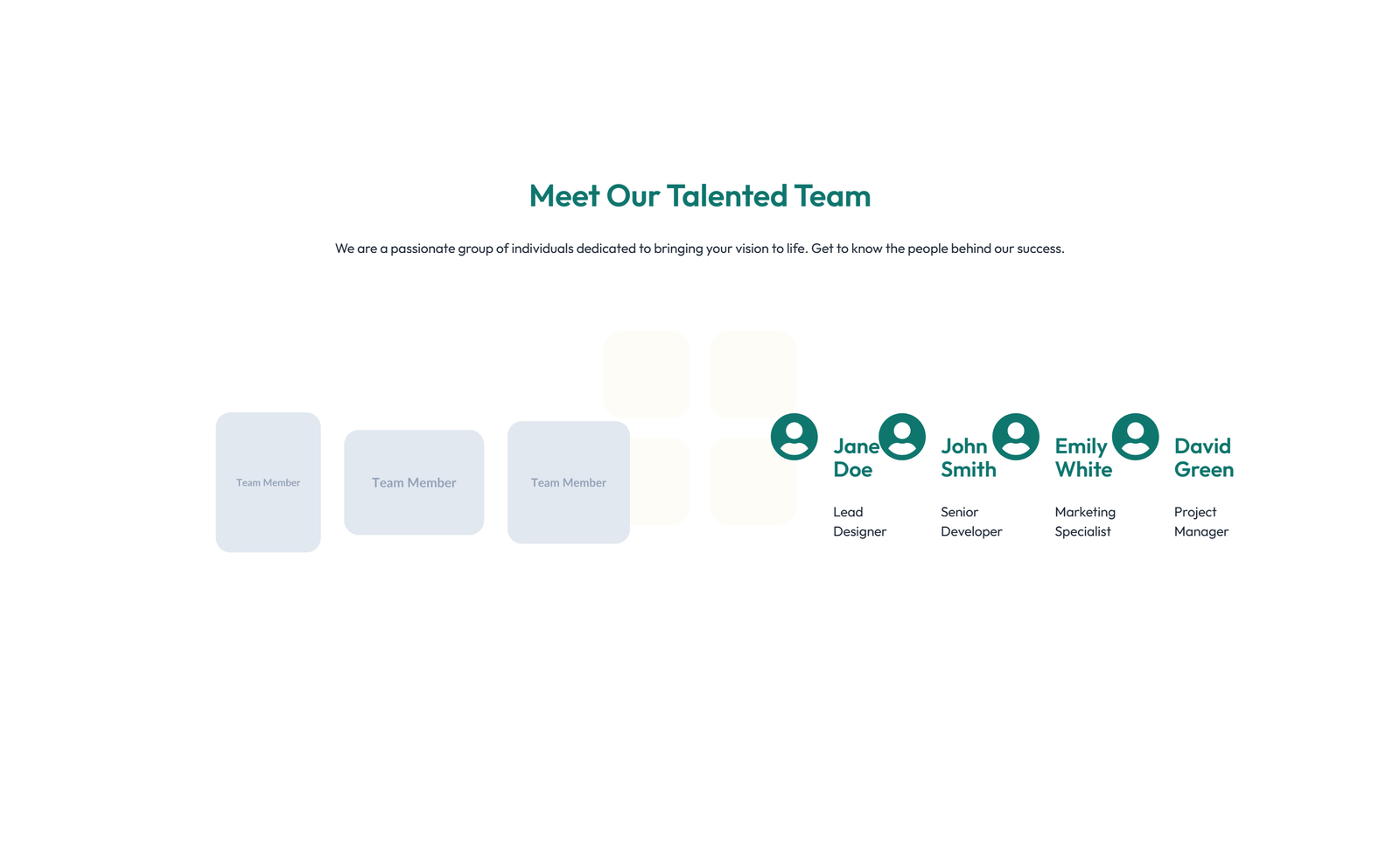 Team with 2-column Team Cards 46 - Elementor component