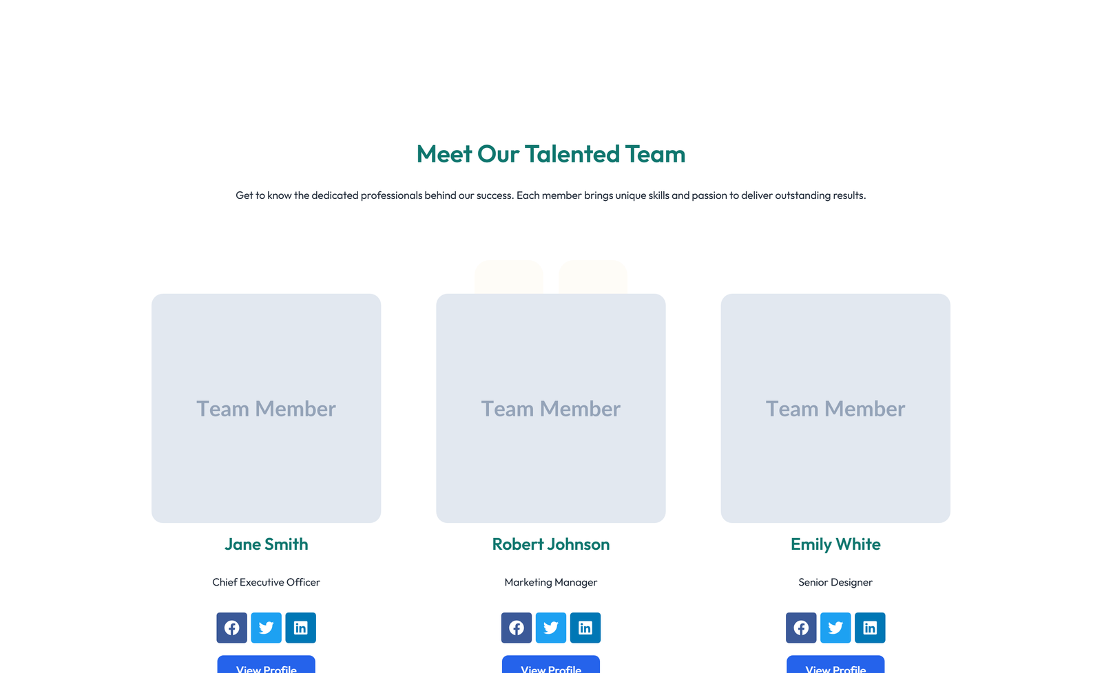 Team with 4-column Team Cards 48 - Elementor component