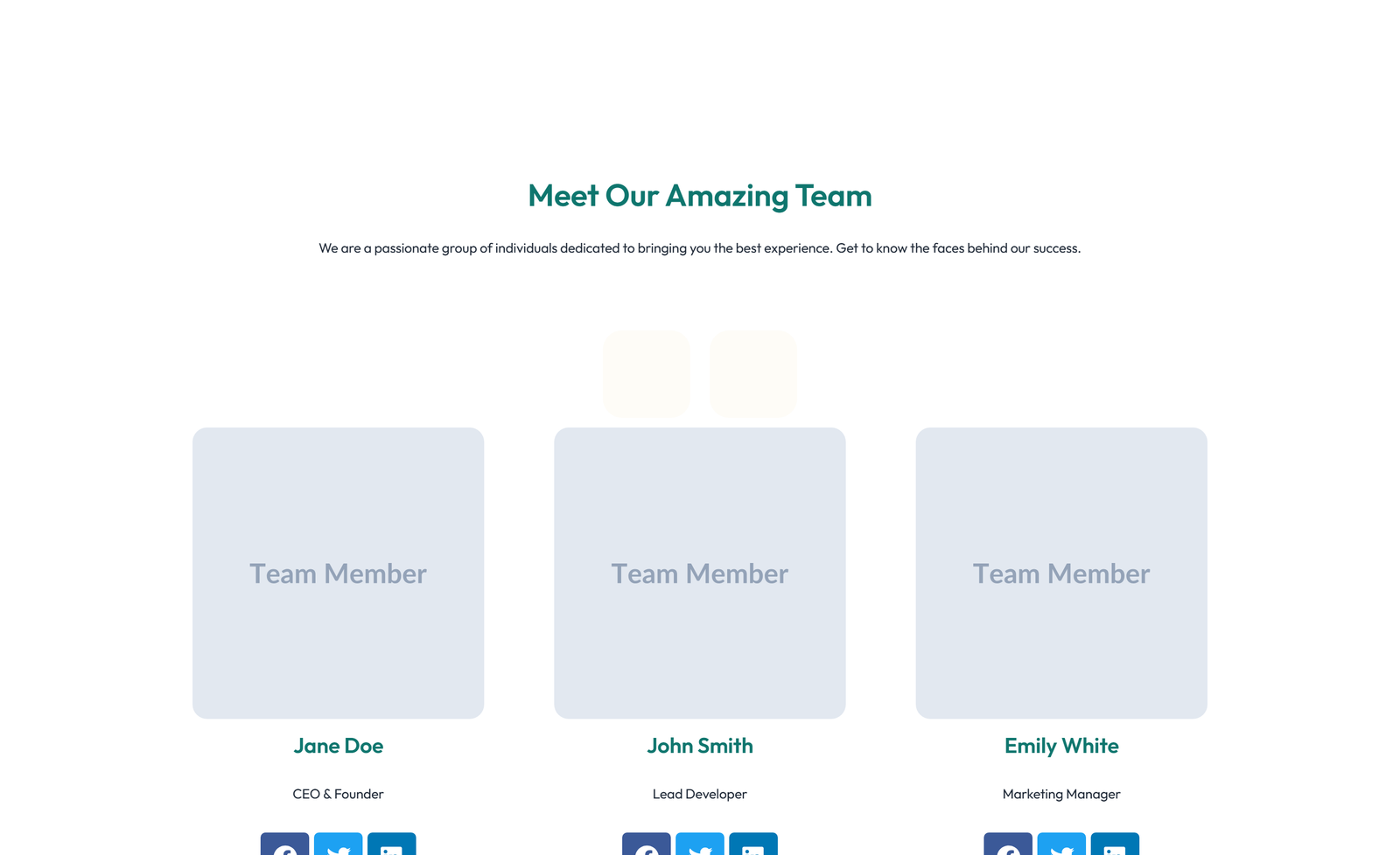 Team with 2-column Team Cards 51 - Elementor component