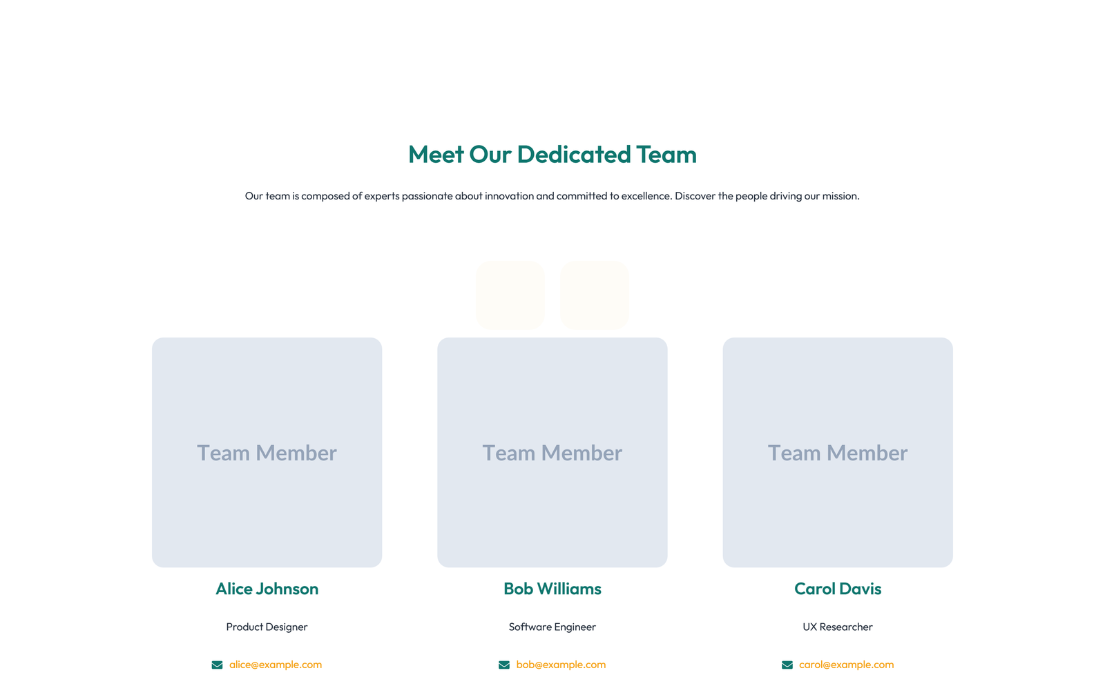 Team with 3-column Team Cards with Social 52 - Elementor component