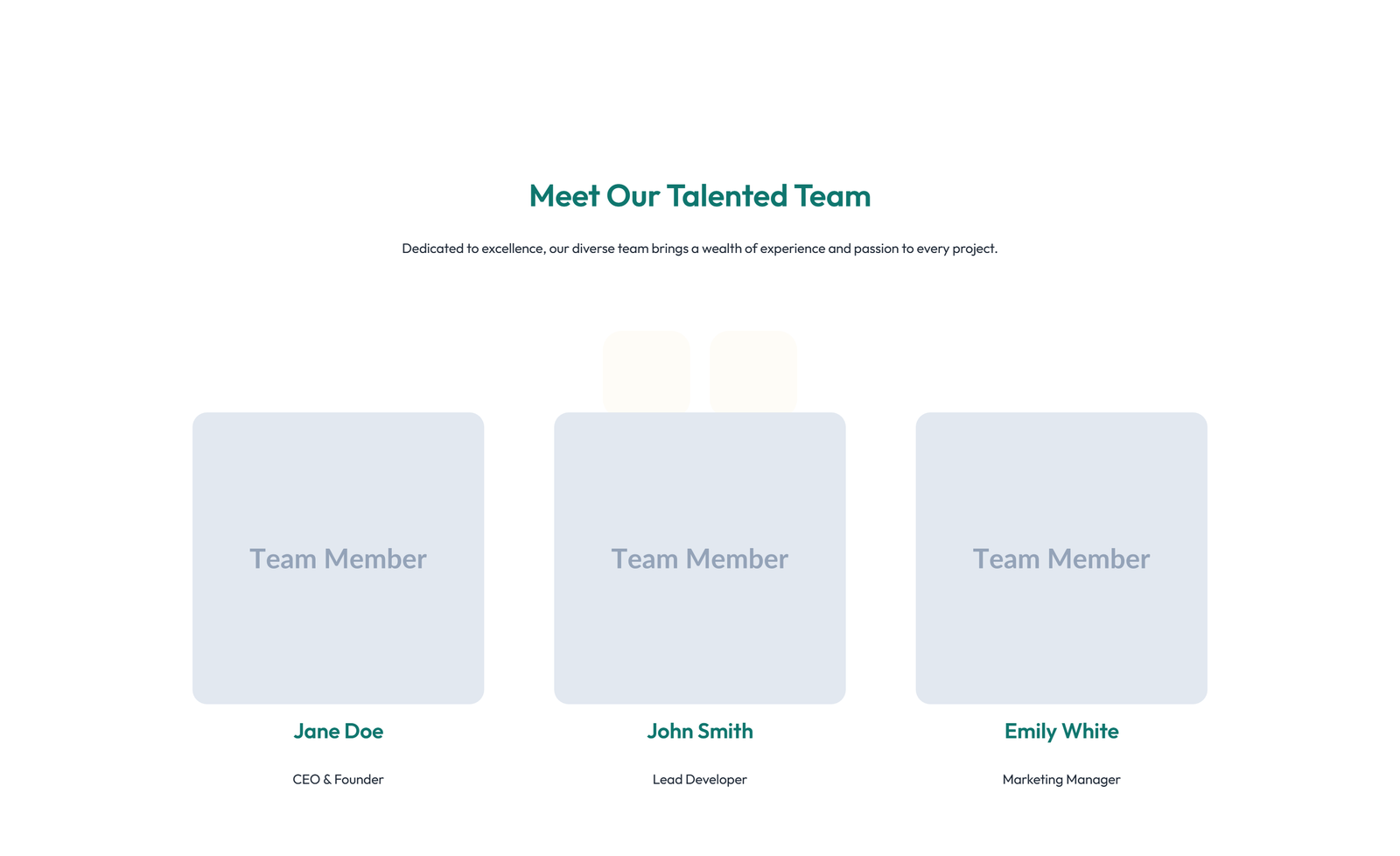 Team with 3-column Team Cards with Social 53 - Elementor component