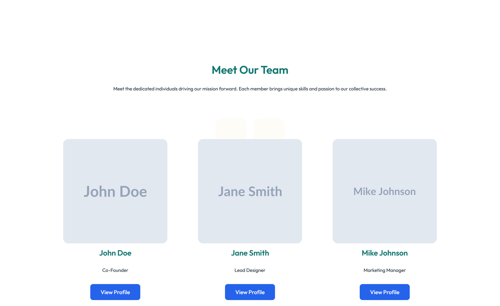 Team with 2-column Team Cards 54 - Elementor component