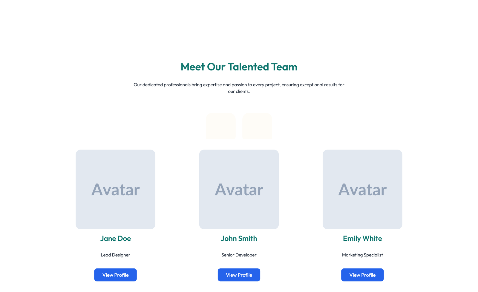 Team with 4-column Team Cards 57 - Elementor component