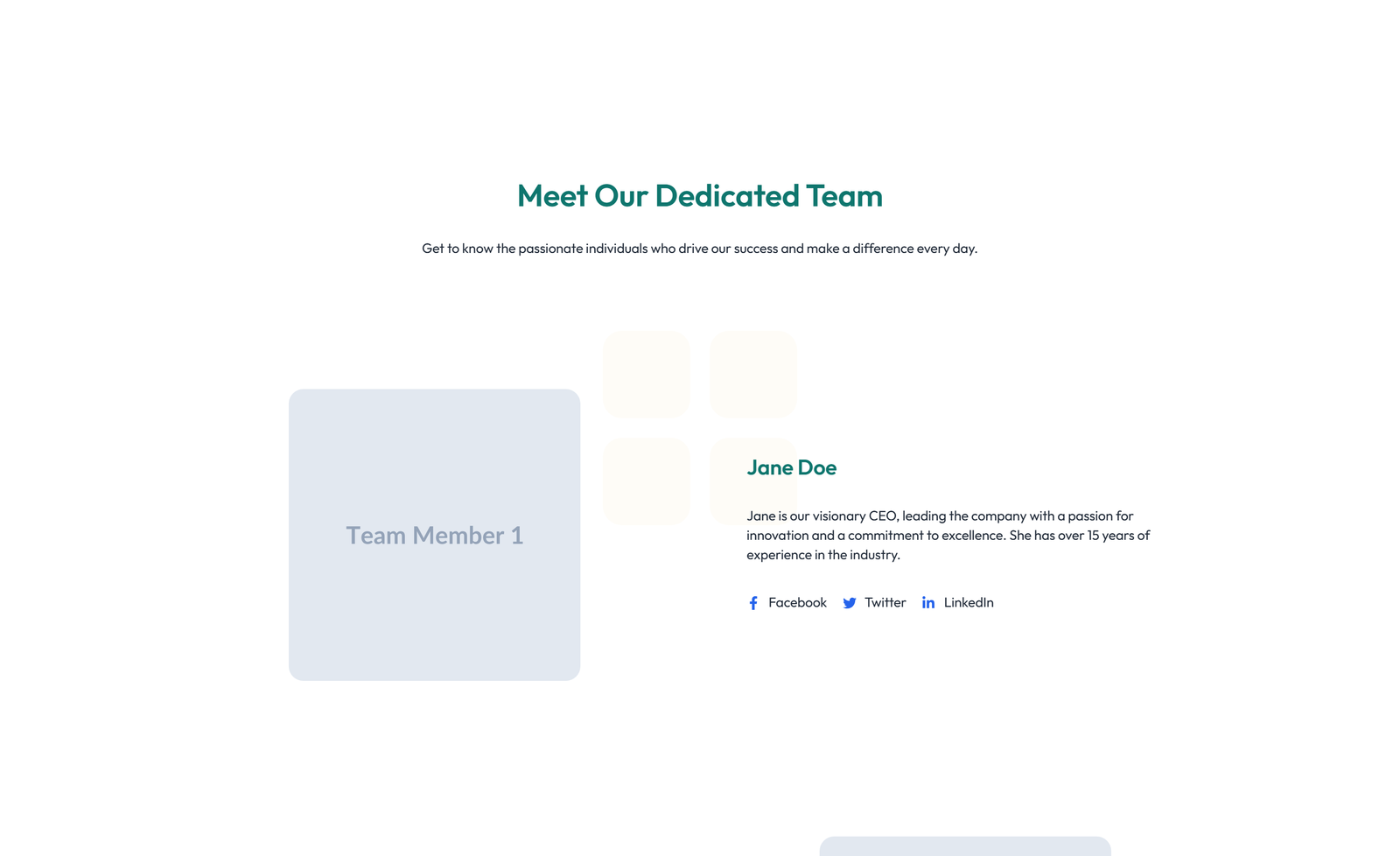 Team with 2-column Team Cards 58 - Elementor component