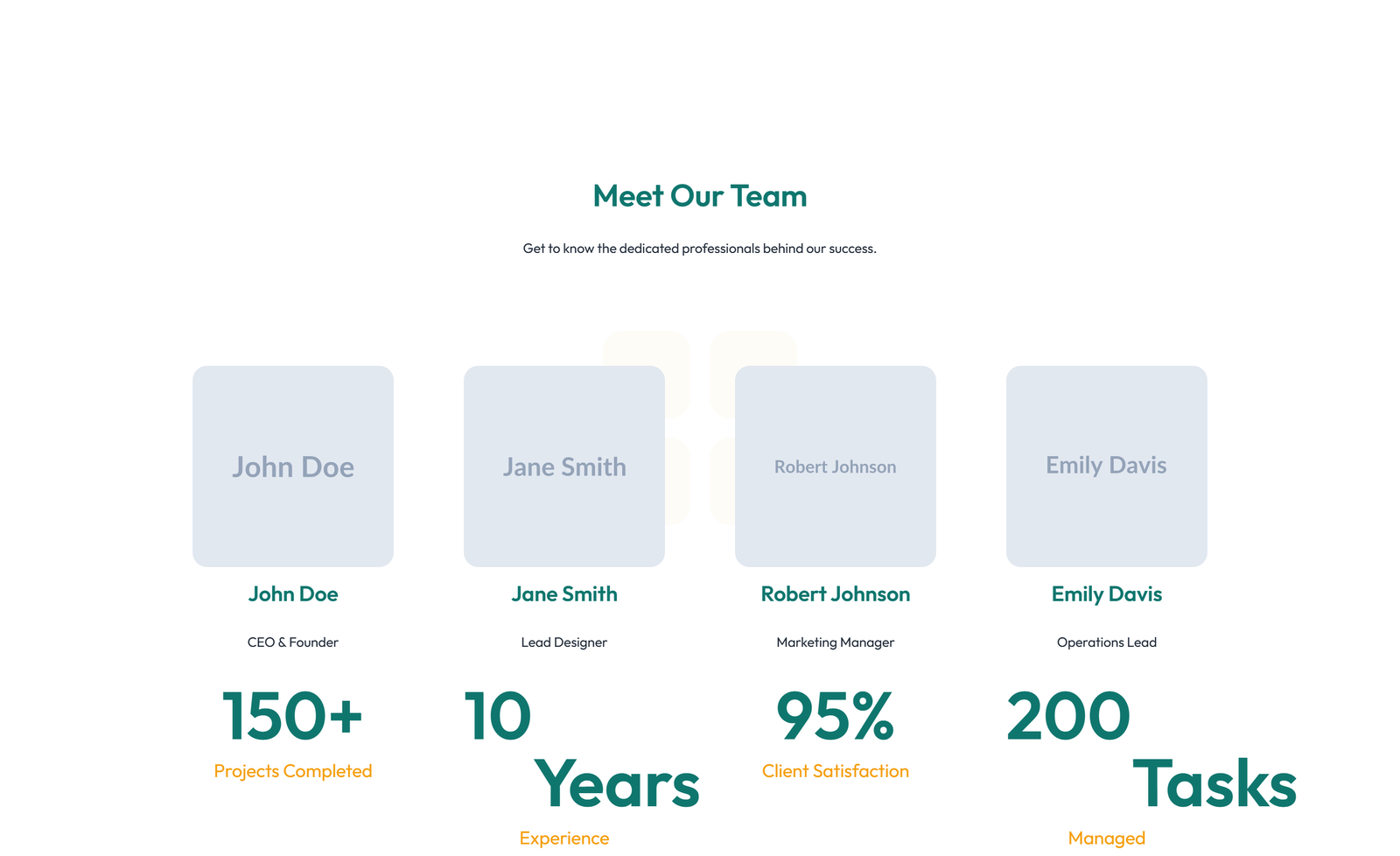 Team with 2-column Team Cards 65 - Elementor component
