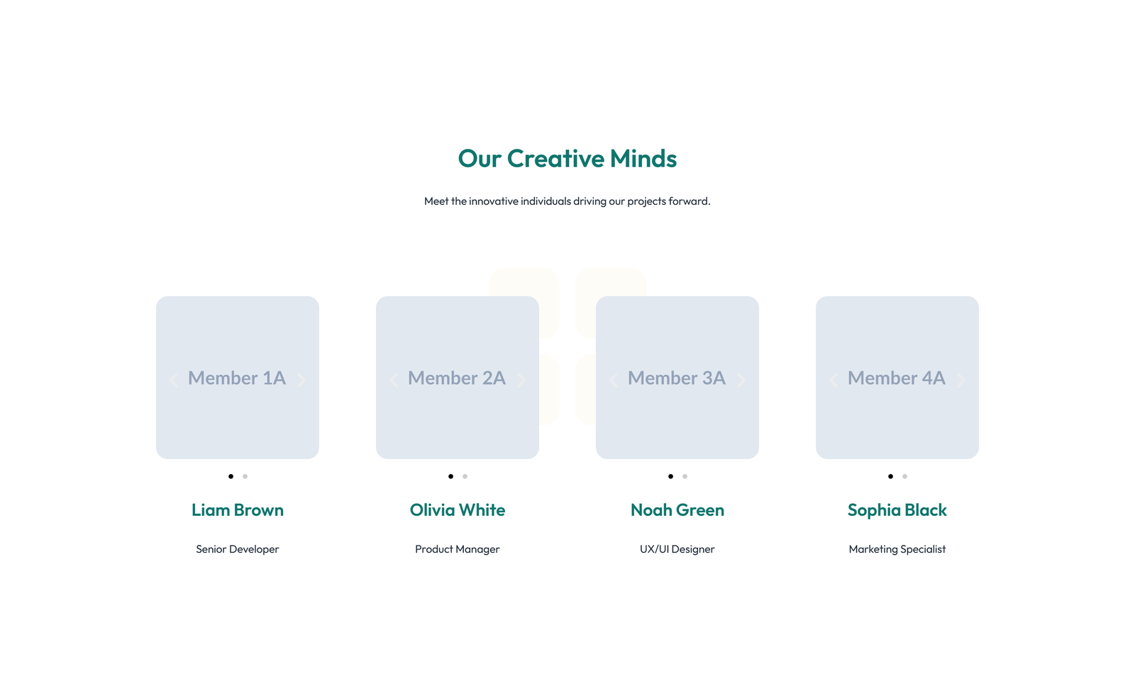 Team with 3-column Team Cards with Social 66 - Elementor component