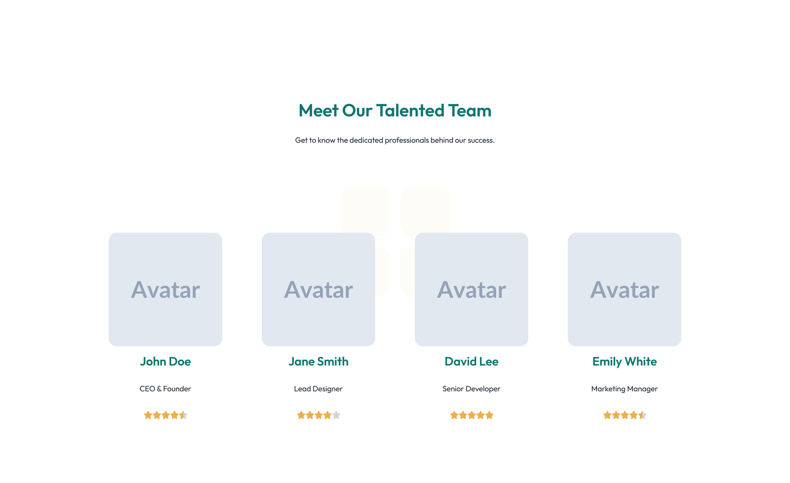 Team with 3-column Team Cards with Social 67 - Elementor component