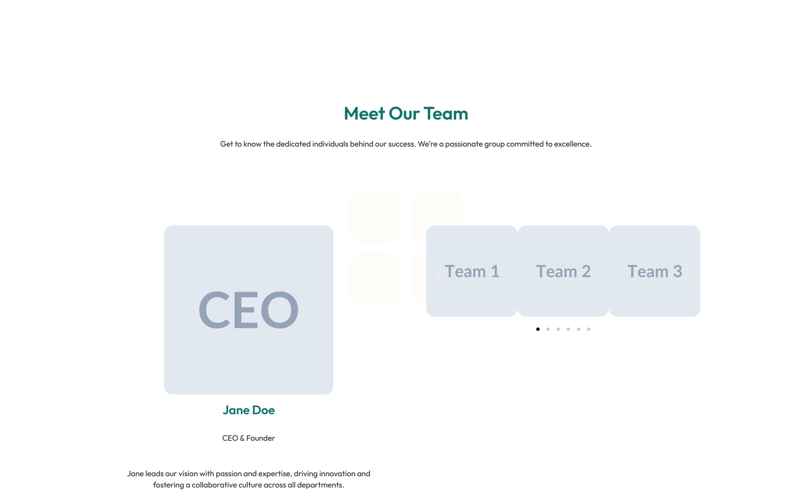Team with 2-column Team Cards 72 - Elementor component