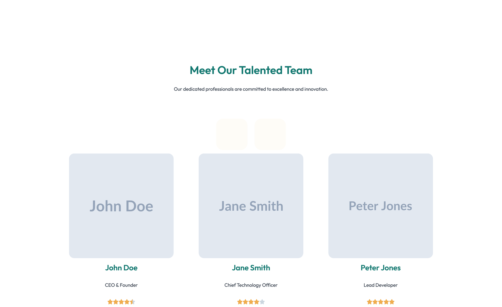 Team with 2-column Team Cards 77 - Elementor component