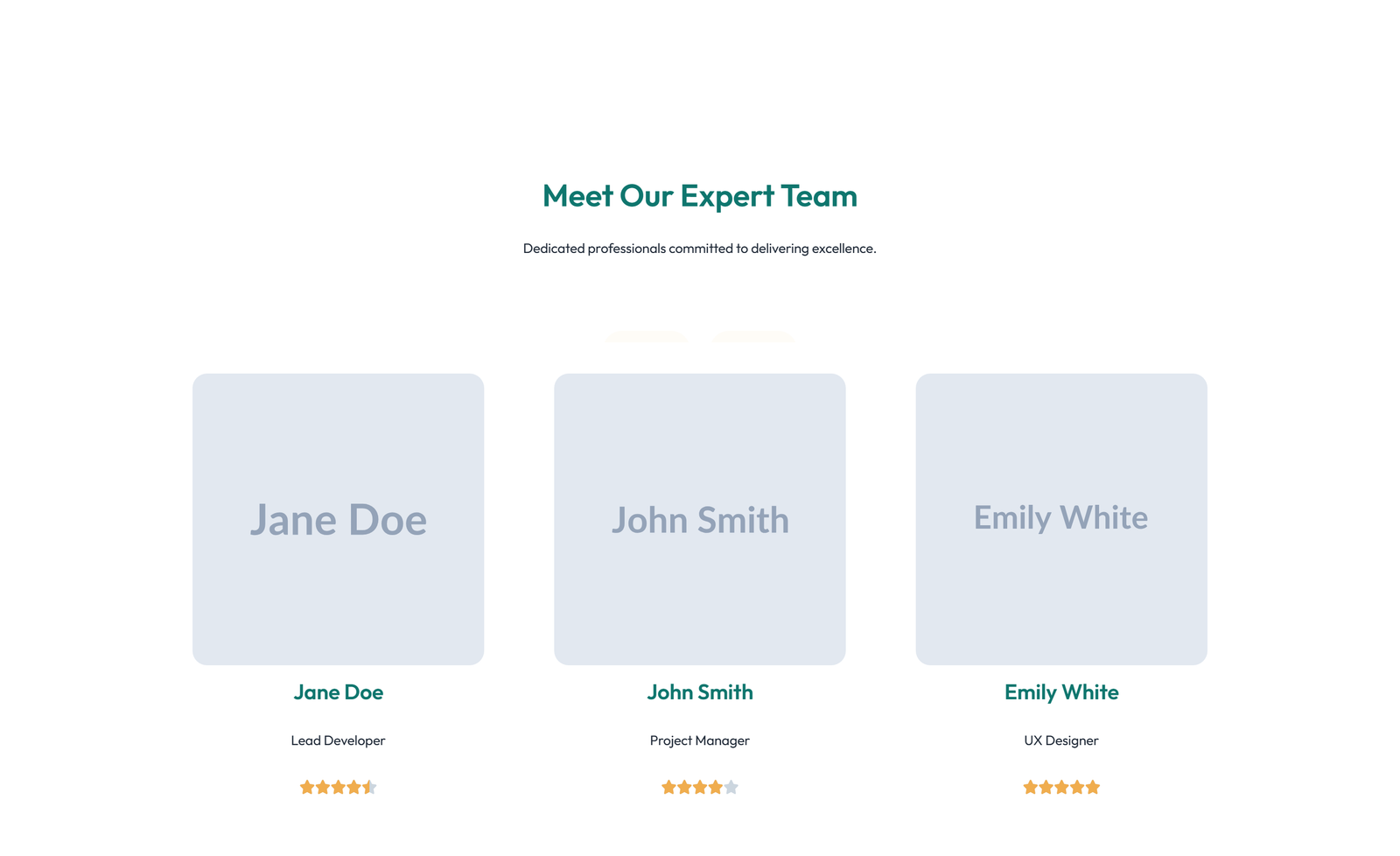 Team with 4-column Team Cards 80 - Elementor component