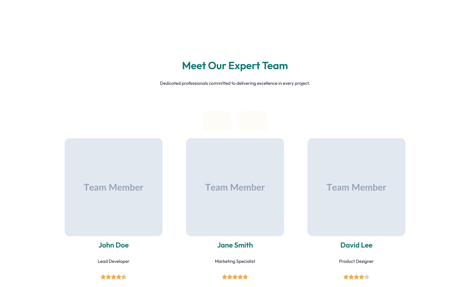 Team with 2-column Team Cards 80 - Elementor component