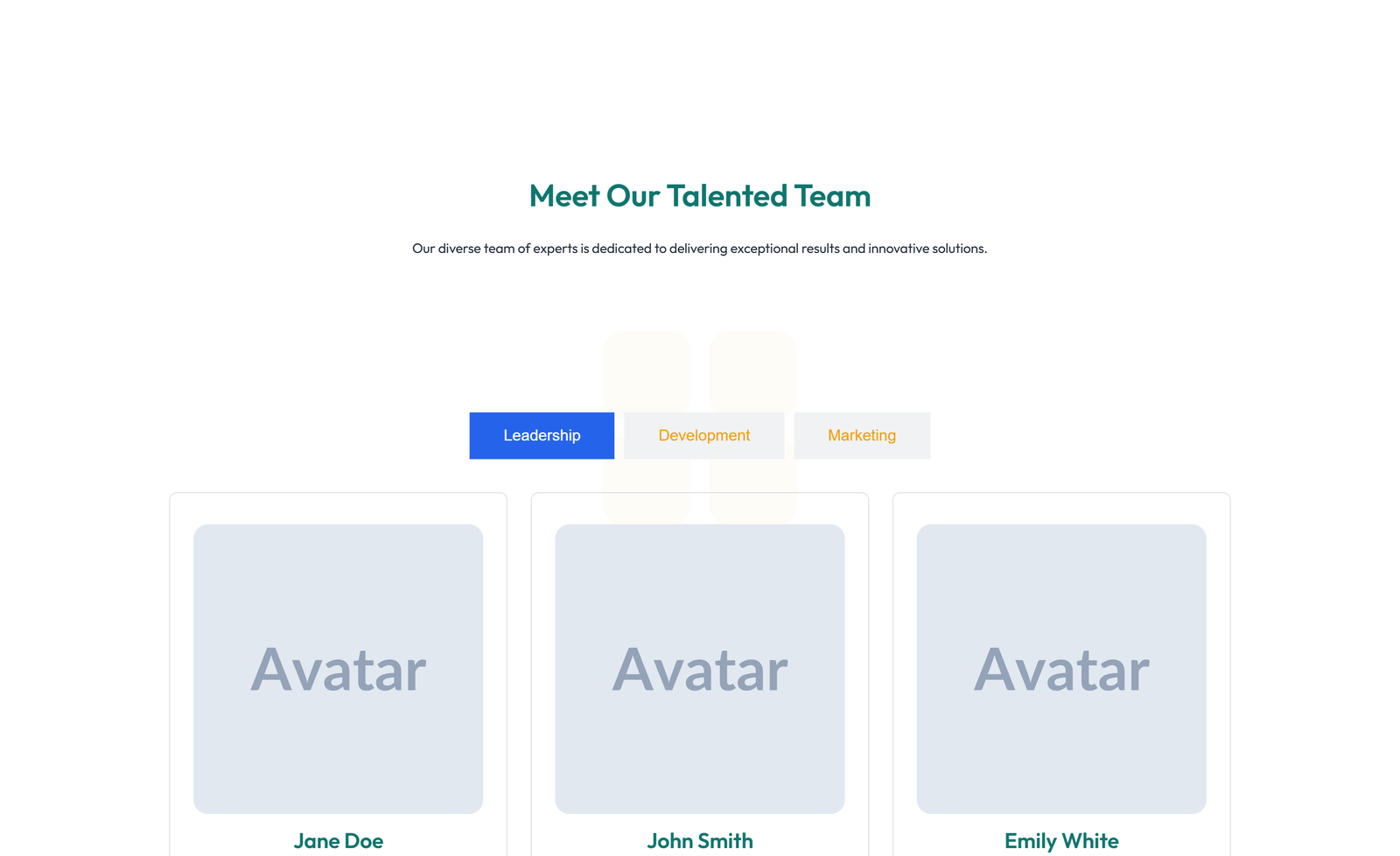 Team with 2-column Team Cards 81 - Elementor component
