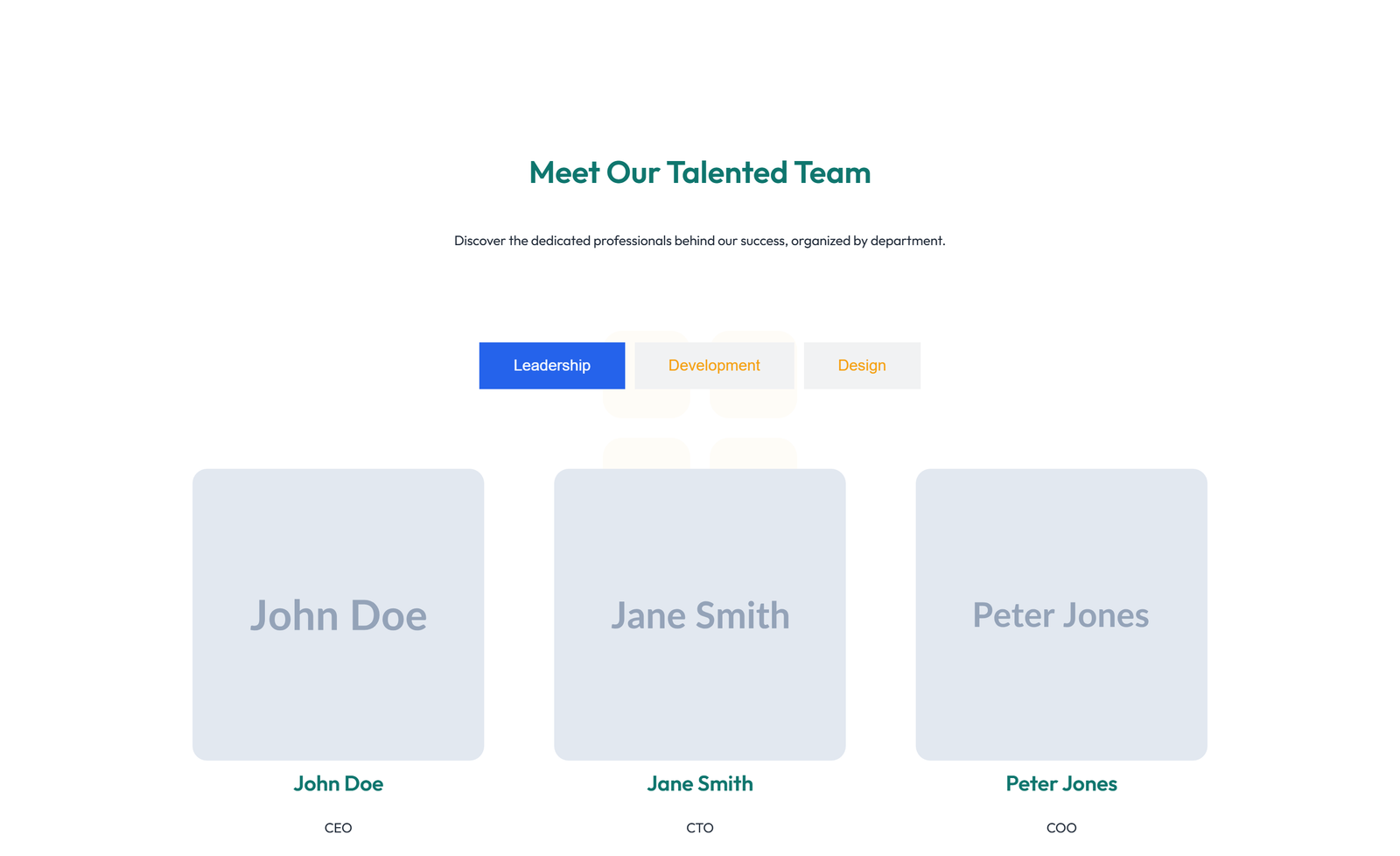 Team with 3-column Team Cards with Social 82 - Elementor component