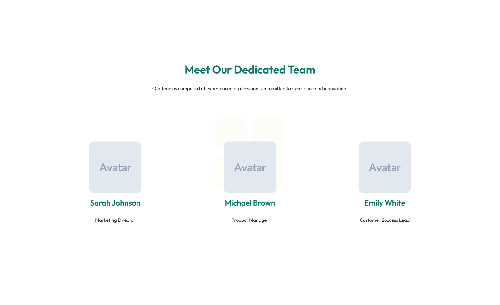 Team with 2-column Team Cards 84 - Elementor component
