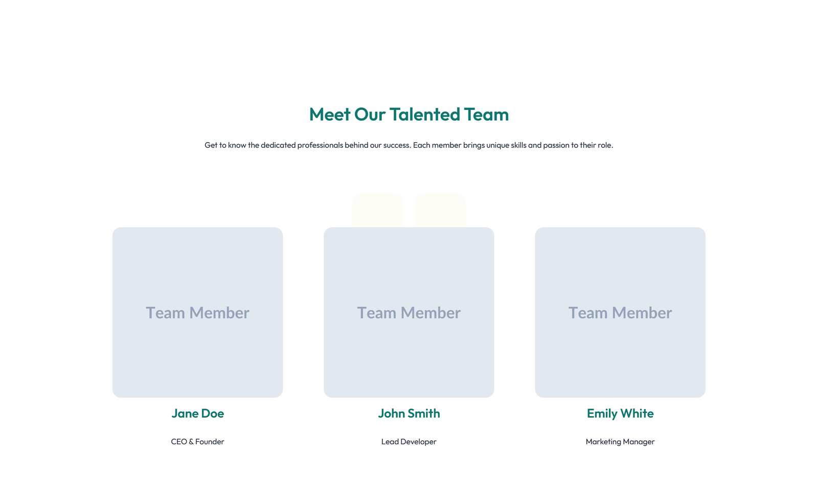 Team with 2-column Team Cards 85 - Elementor component