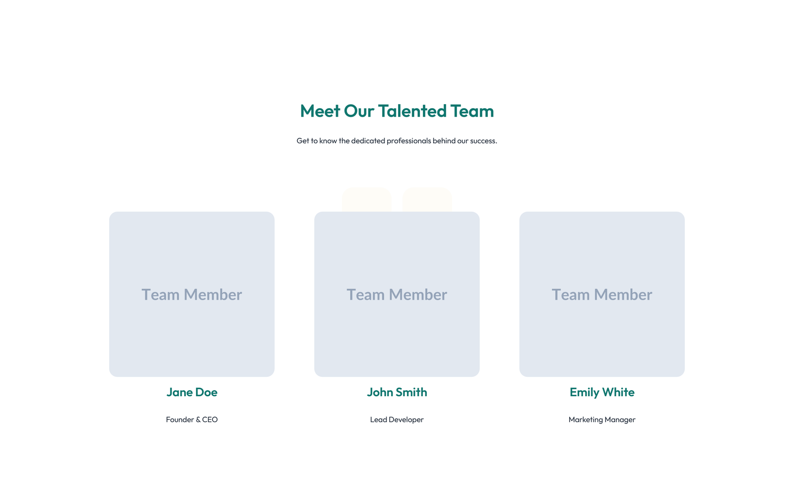 Team with 3-column Team Cards with Social 87 - Elementor component