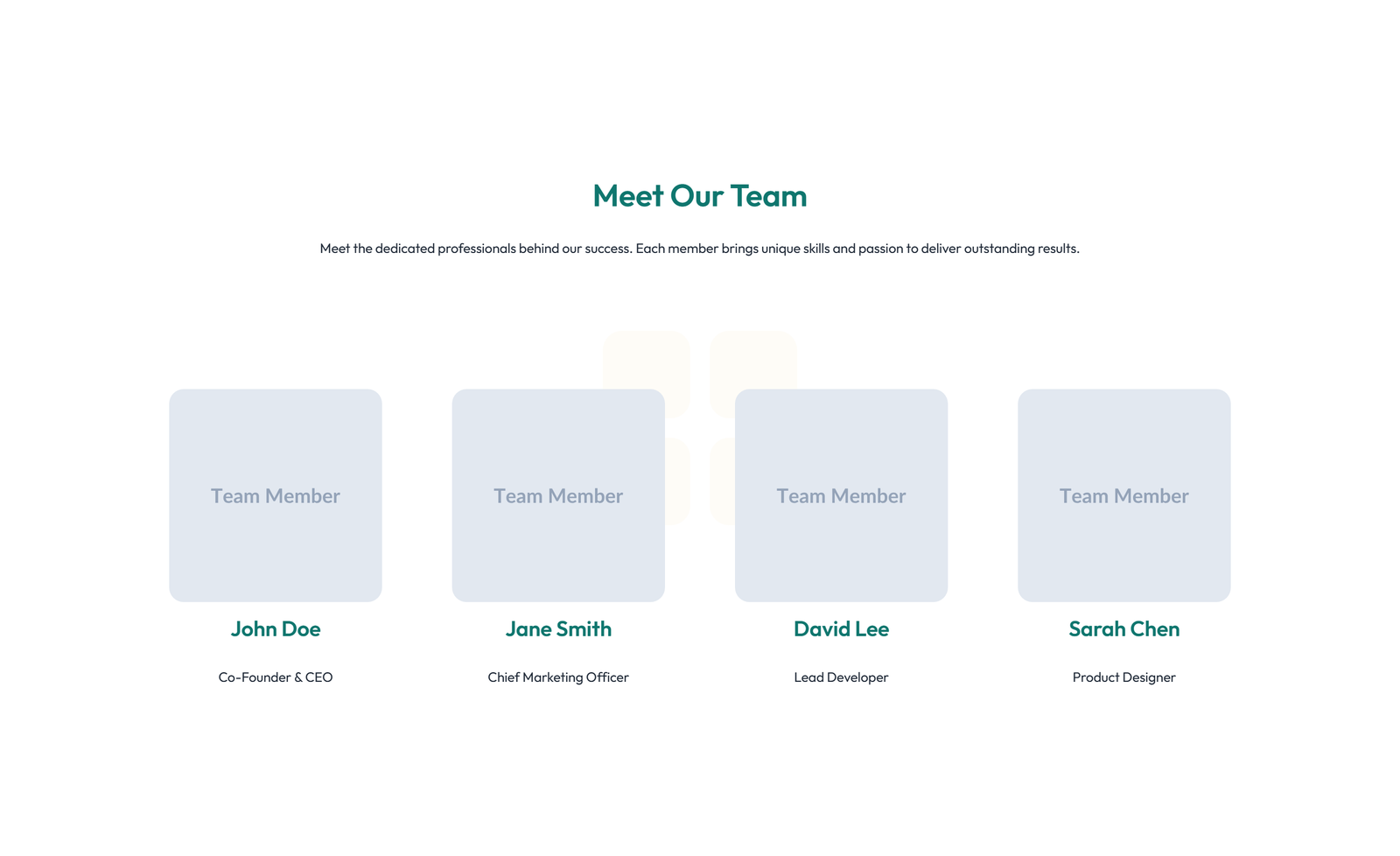 Team with 2-column Team Cards 90 - Elementor component
