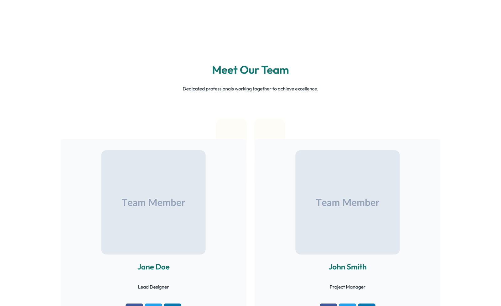 Team with 3-column Team Cards with Social 91 - Elementor component