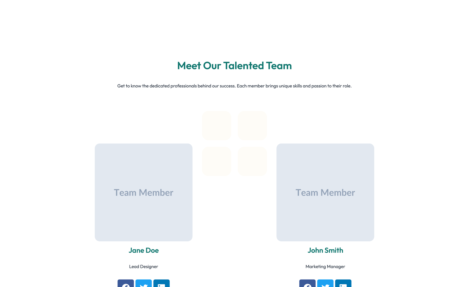 Team with 3-column Team Cards with Social 93 - Elementor component