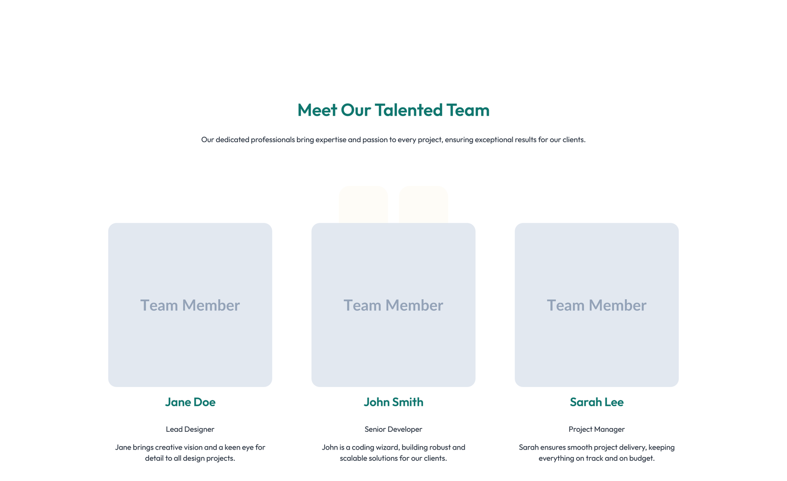 Team with 4-column Team Cards 95 - Elementor component