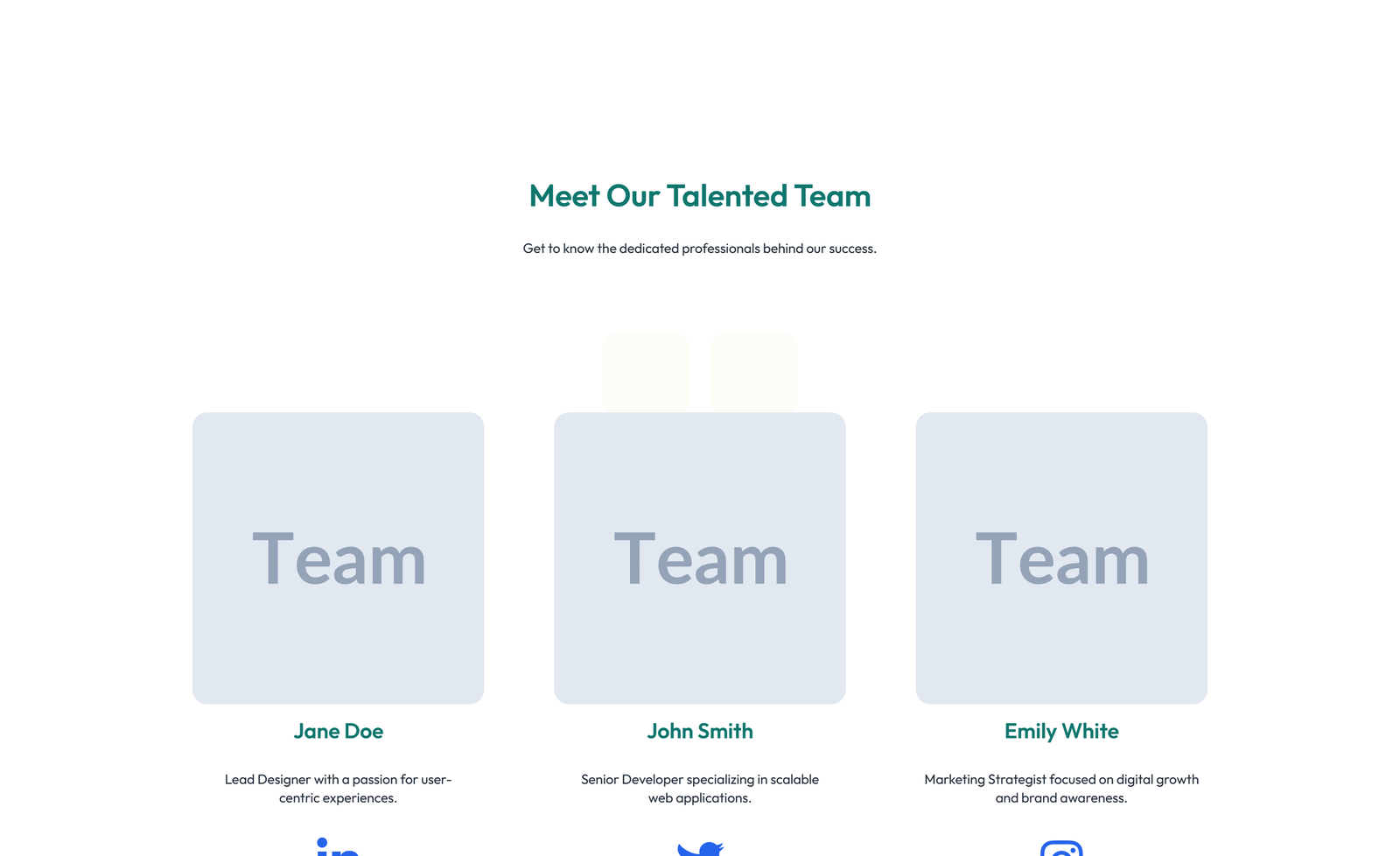 Team with 2-column Team Cards 96 - Elementor component