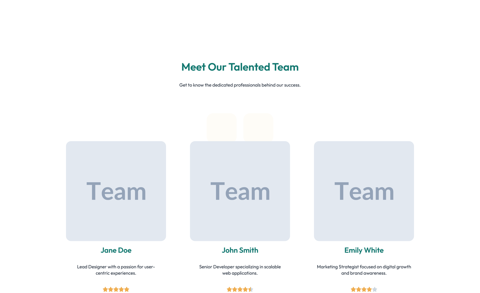 Team with 3-column Team Cards with Social 97 - Elementor component
