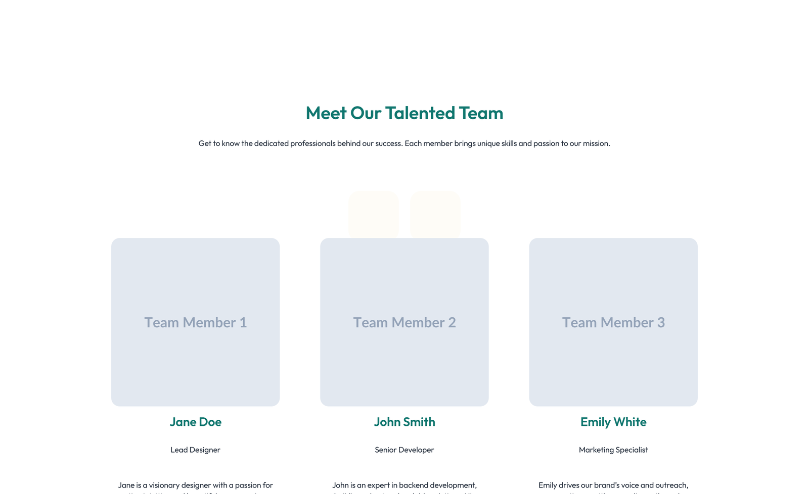 Team with 4-column Team Cards 97 - Elementor component