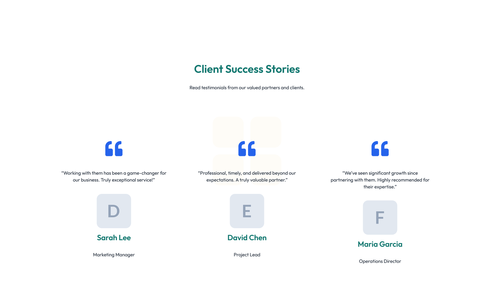 Testimonial with 3-column Rating, Quote Cards - Elementor component