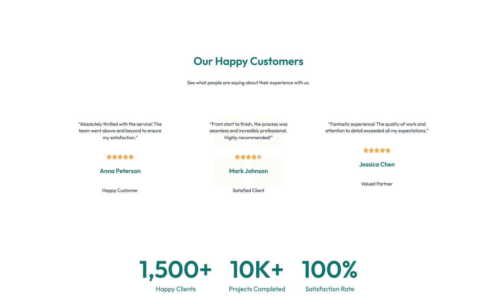 Testimonial with 3-column Rating, Quote Cards 2 - Elementor component