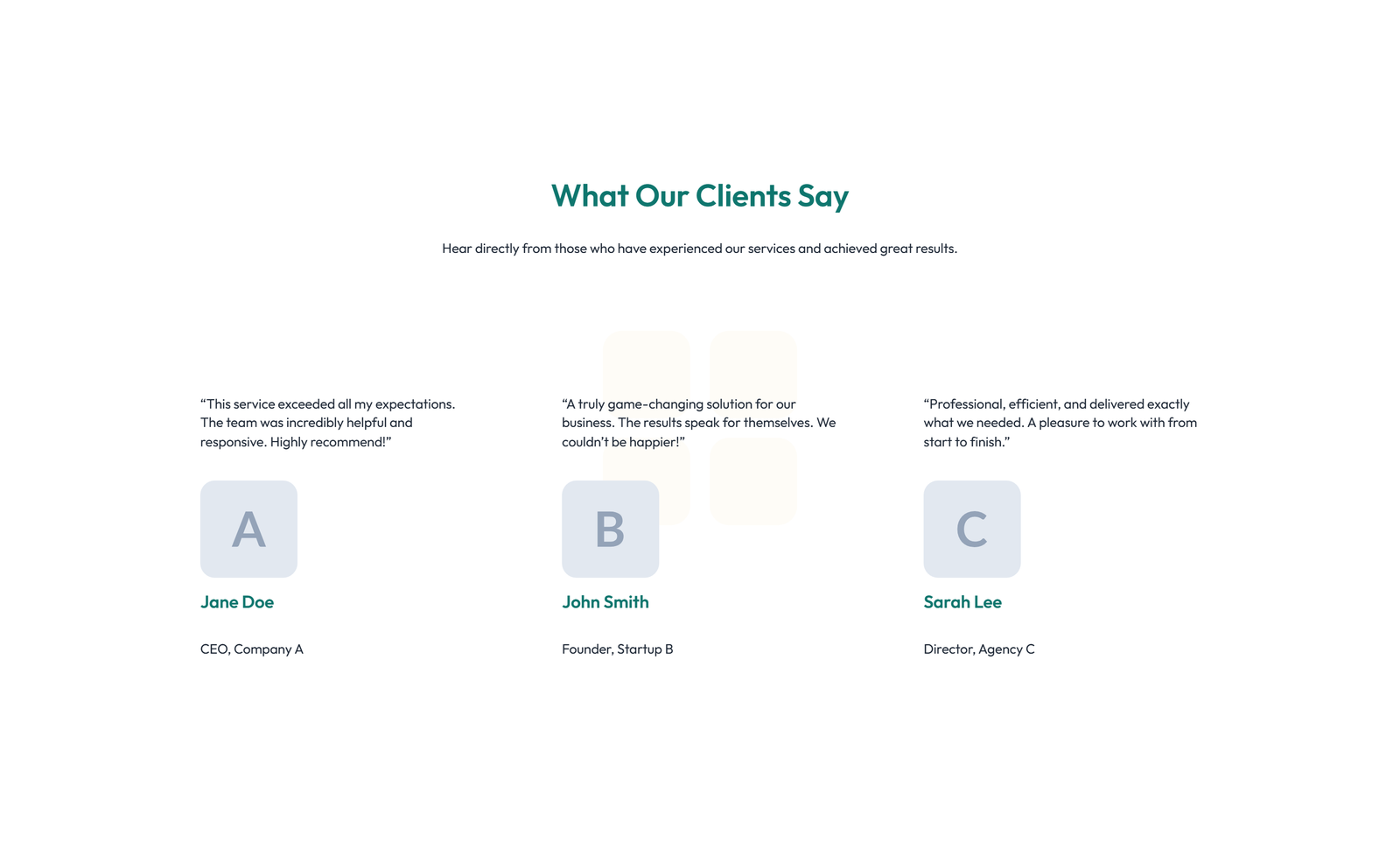 Screenshot of Testimonial with Single Centered Blockquote 3 - Elementor Testimonial Sections component