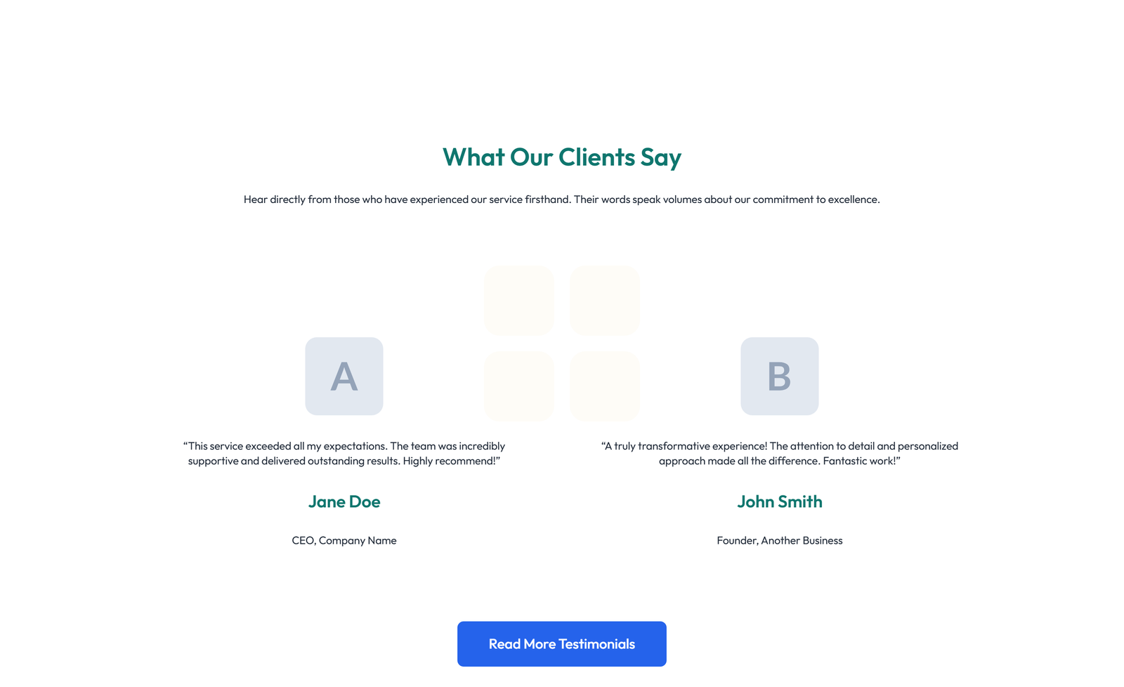 Testimonial with Single Centered Blockquote 6 - Elementor component