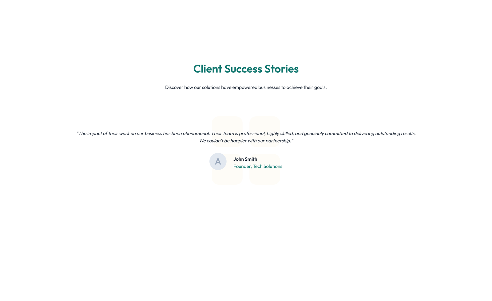 Screenshot of Testimonial with Single Centered Blockquote 7 - Elementor Testimonial Sections component