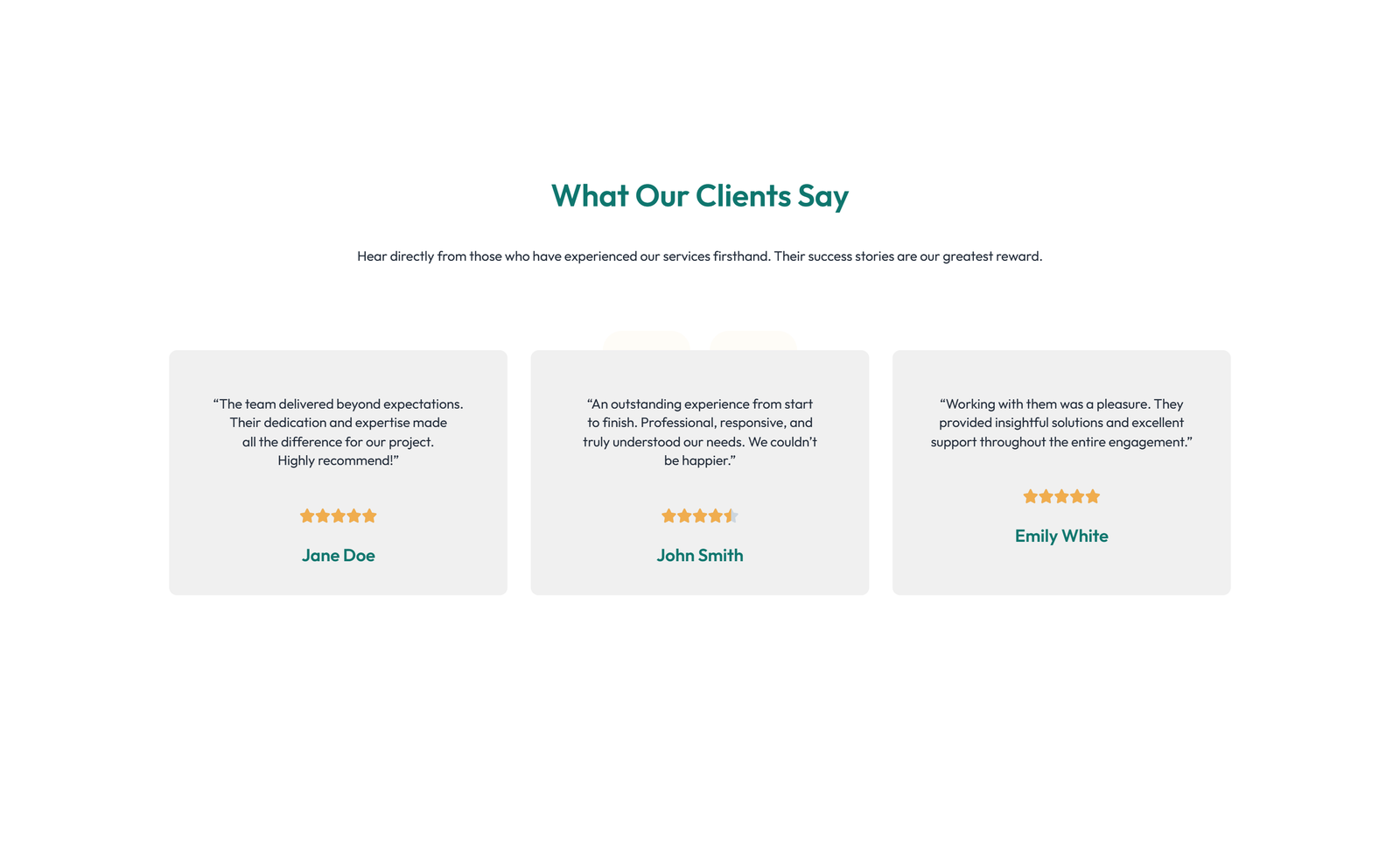 Testimonial with 3-column Rating, Quote Cards 11 - Elementor component