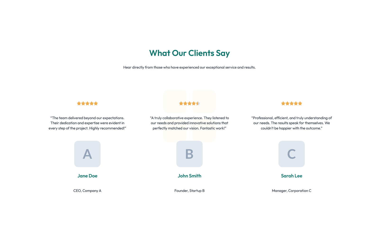 Testimonial with Single Centered Blockquote 11 - Elementor component