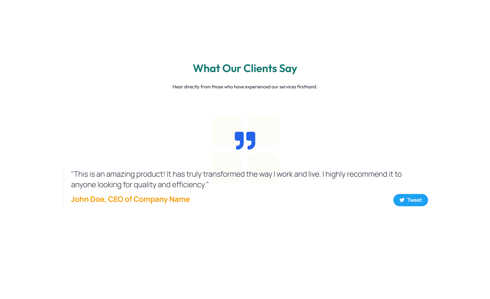 Screenshot of Testimonial with Carousel with Heading 14 - Elementor Testimonial Sections component