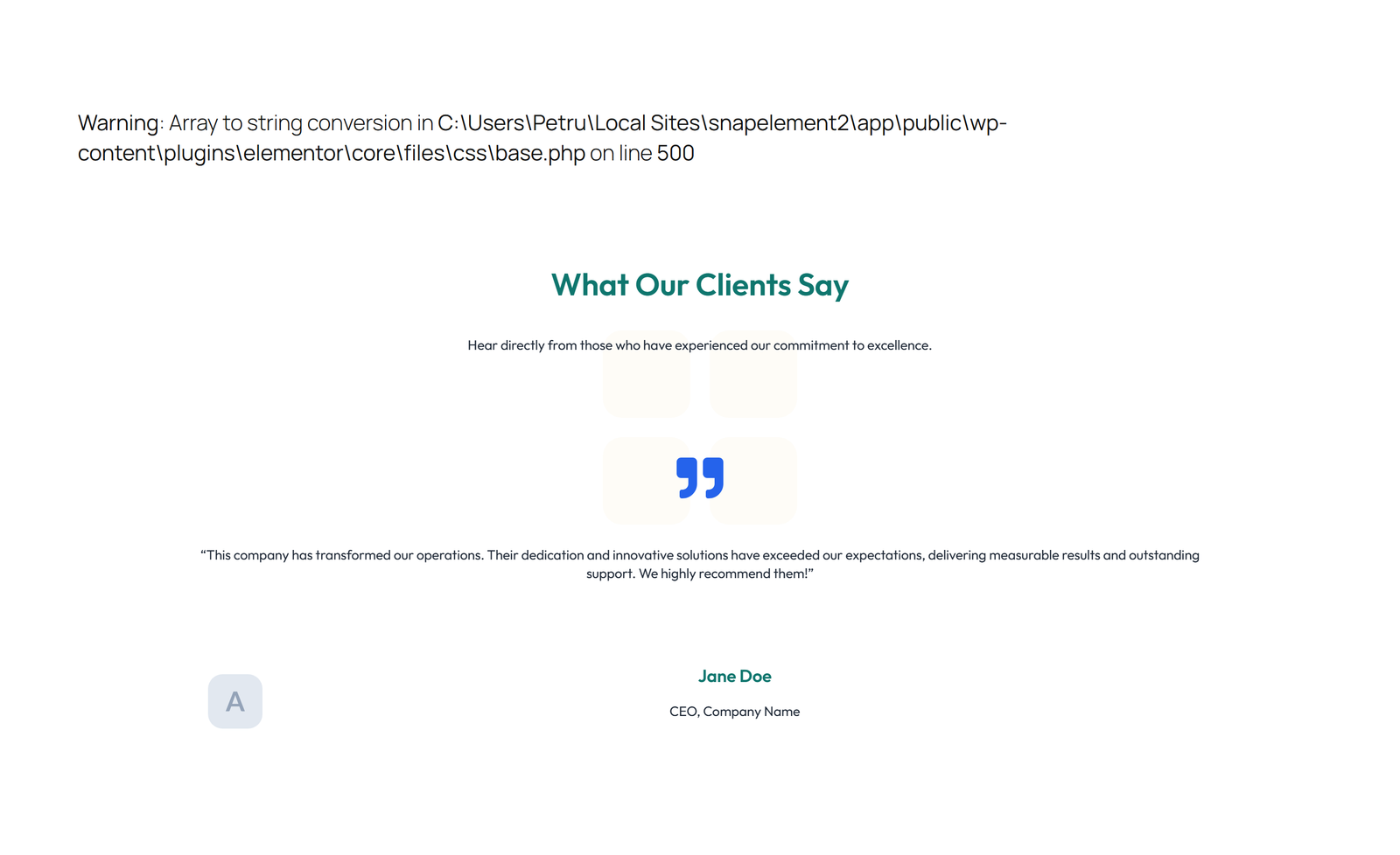 Screenshot of Testimonial with Reviews Widget with Heading 14 - Elementor Testimonial Sections component