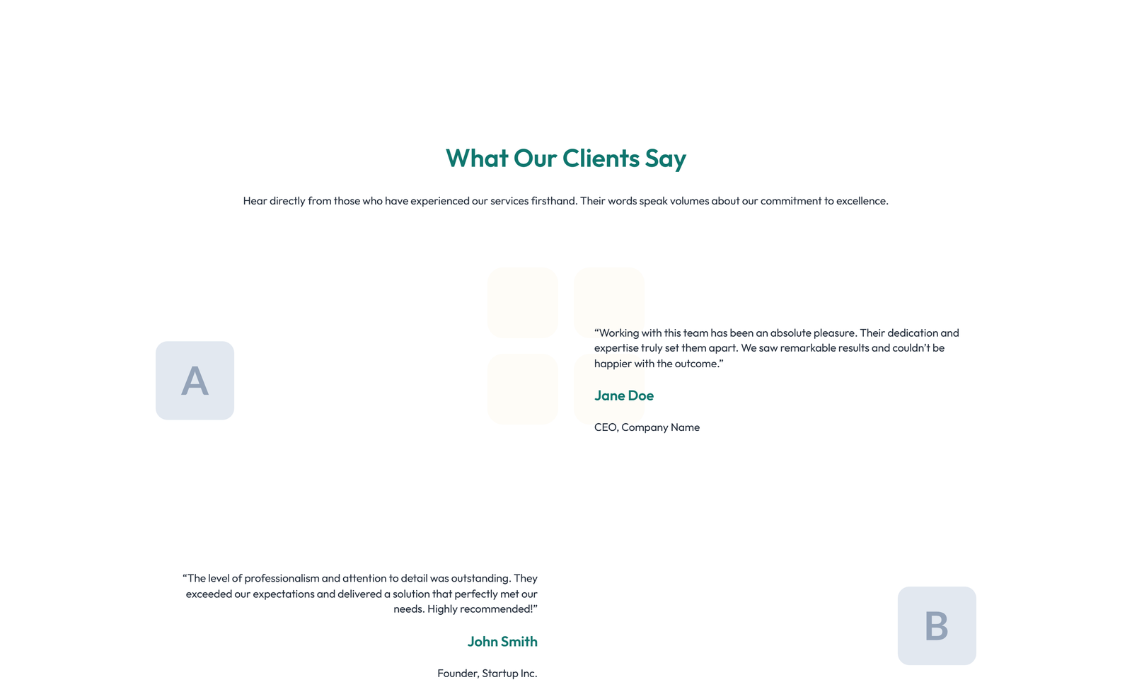 Screenshot of Testimonial with Single Centered Blockquote 18 - Elementor Testimonial Sections component