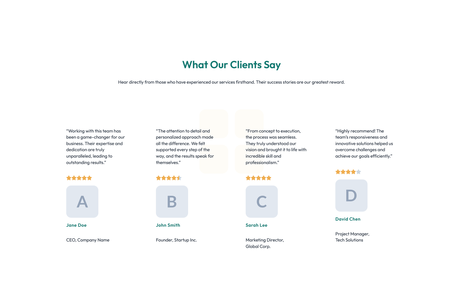 Testimonial with 3-column Rating, Quote Cards 21 - Elementor component