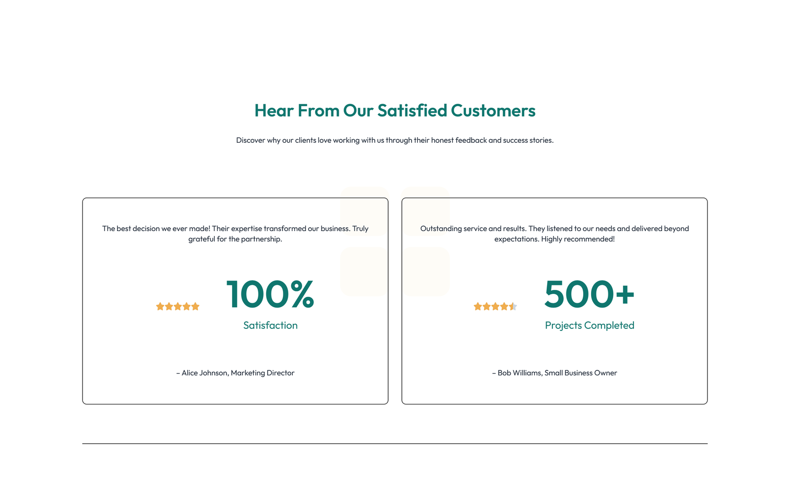 Testimonial with 3-column Rating, Quote Cards 23 - Elementor component