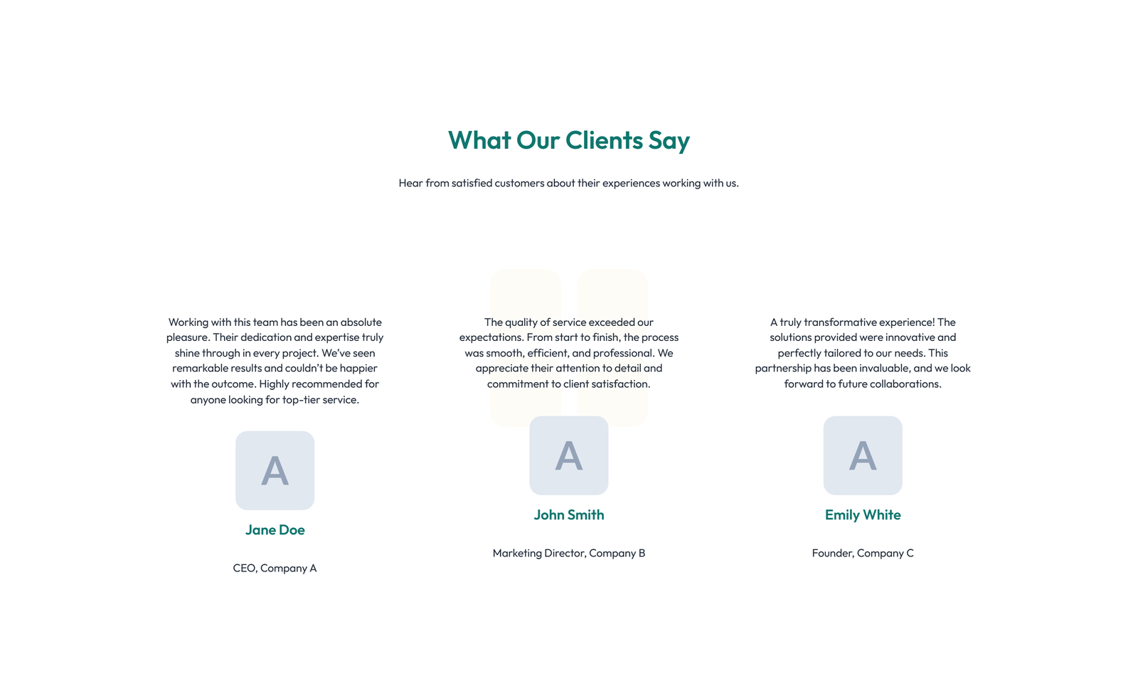 Testimonial with 3-column Rating, Quote Cards 25 - Elementor component