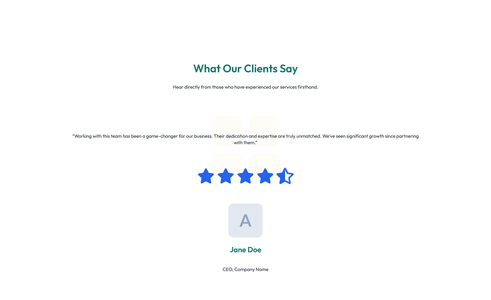 Screenshot of Testimonial with 3-column Rating, Quote Cards 28 - Elementor Testimonial Sections component