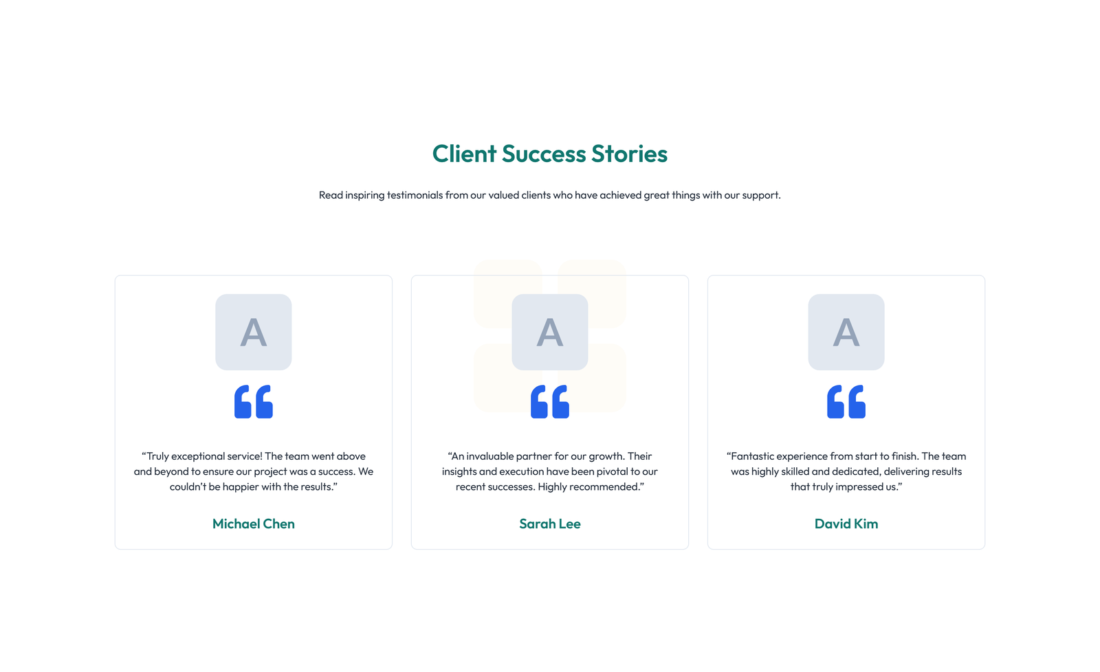 Testimonial with 3-column Rating, Quote Cards 31 - Elementor component