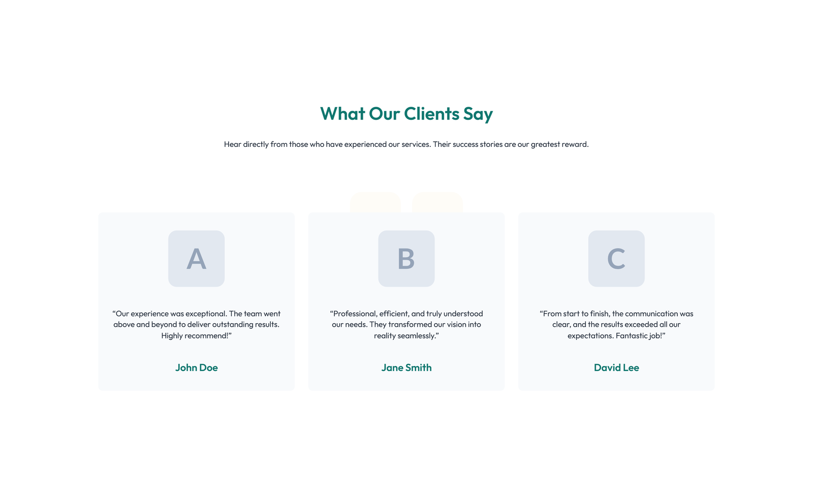 Screenshot of Testimonial with 3-column Rating, Quote Cards 33 - Elementor Testimonial Sections component
