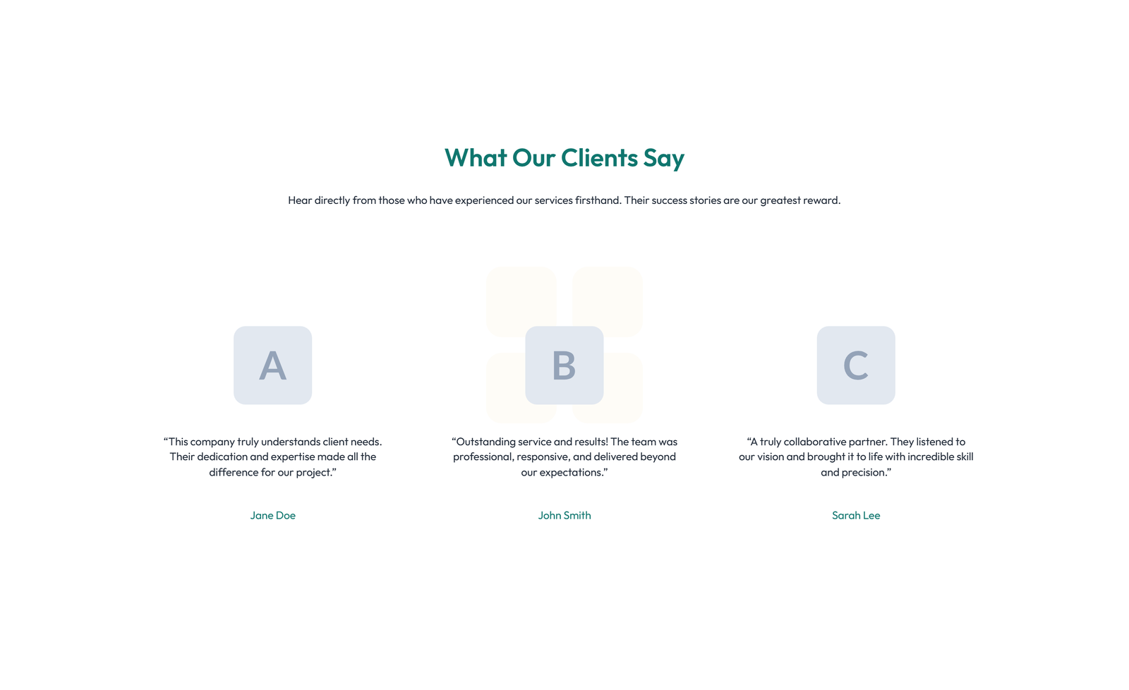 Screenshot of Testimonial with Single Centered Blockquote 33 - Elementor Testimonial Sections component