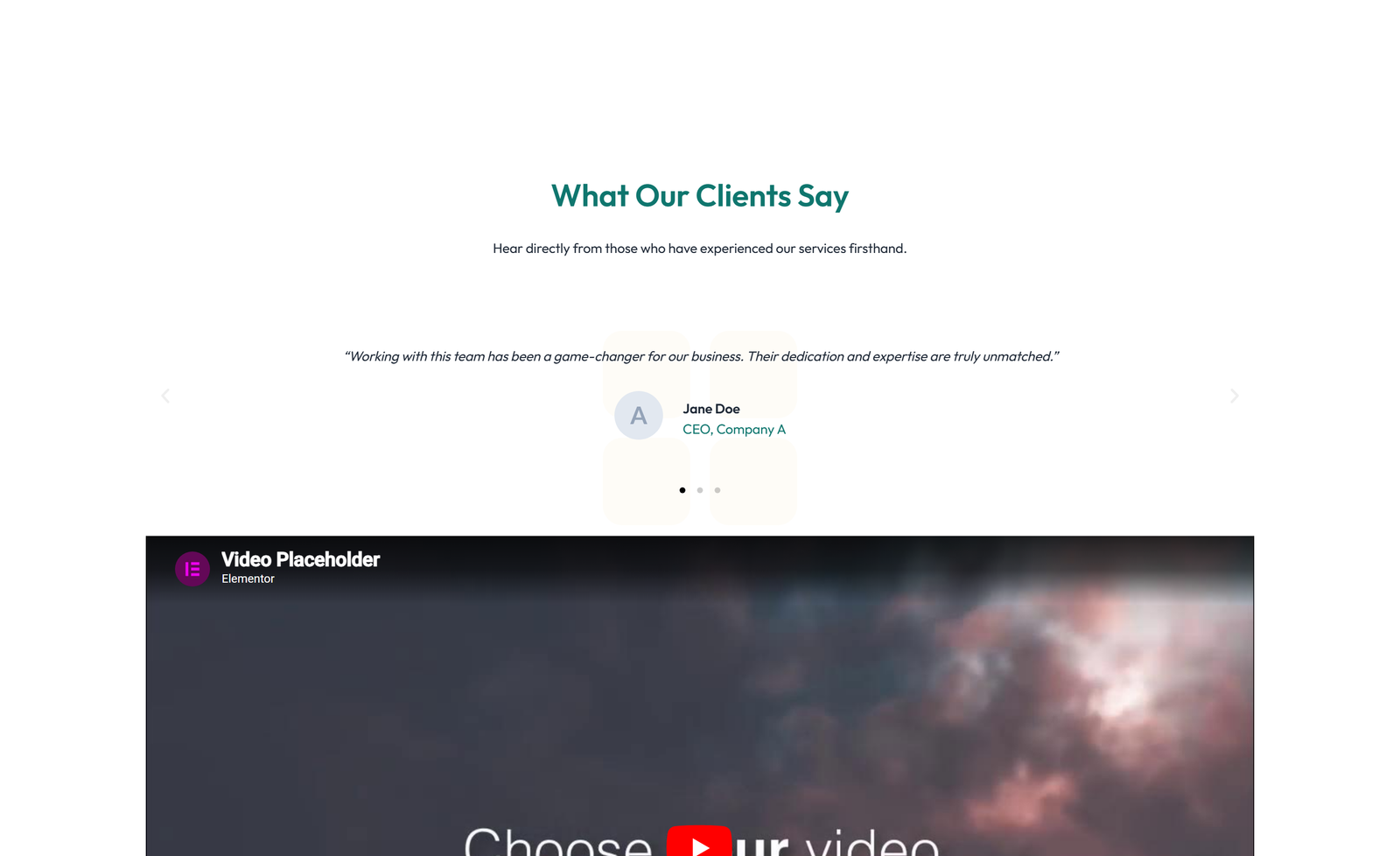 Testimonial with Single Centered Blockquote 35 - Elementor component